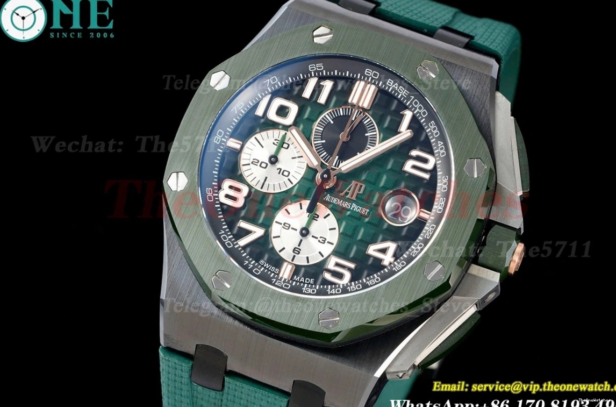 Royal Ceramic Oak Offshore RU 2020 44mm RSF A3126 Dial Green 0430
